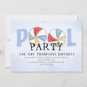 かわいいお洒落おもしろいプールパーティーQRコードソーシャルメディア 招待状 (正面)