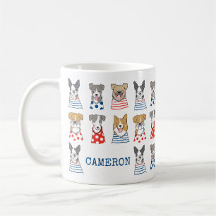 かわいいお洒落おもしろい犬イラストレーションパーソナライズされた コーヒーマグカップ