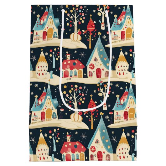 かわいいお洒落おもしろい&フェスティバルクリスマスビレッジ ミディアムペーパーバッグ (裏面)