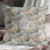 かわいいお洒落かぼちゃと花モノグラム クッション