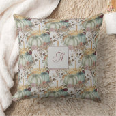 かわいいお洒落かぼちゃと花モノグラム クッション (ブランケット)