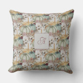 かわいいお洒落かぼちゃと花モノグラム クッション (正面)