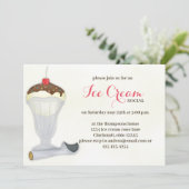 かわいいお洒落アイスクリームソーシャルウォーター色 招待状 (スタンド正面)