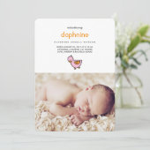 かわいいお洒落アヒル写真ベビーガール誕生 案内状 (スタンド正面)