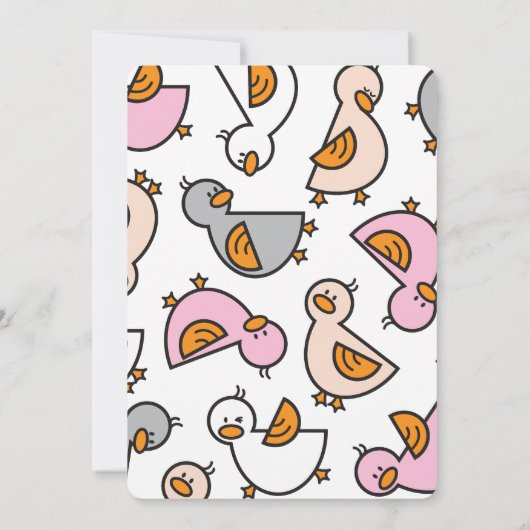 かわいいお洒落アヒル写真ベビーガール誕生 案内状 (裏面)
