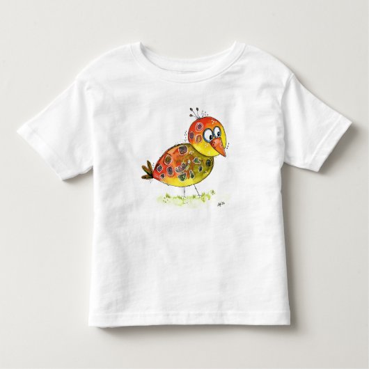 かわいいお洒落イエローバードTシャツ トドラーTシャツ (正面)