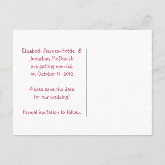 かわいいお洒落カエルのハートは日付を保存 案内ポストカード (裏面)