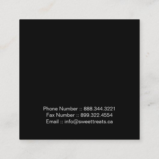かわいいお洒落カップケーキベーカリー名刺 スクエア名刺 (裏面)