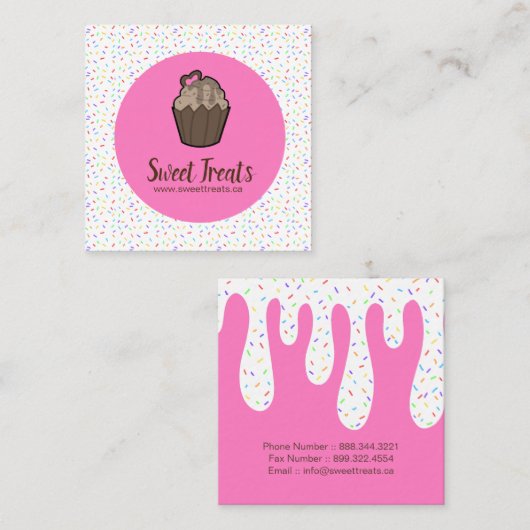 かわいいお洒落カップケーキベーカリー名刺 スクエア名刺 (正面/裏面)