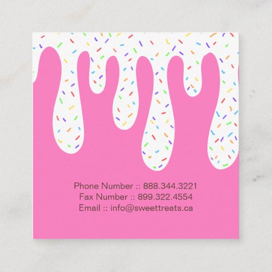 かわいいお洒落カップケーキベーカリー名刺 スクエア名刺 (裏面)