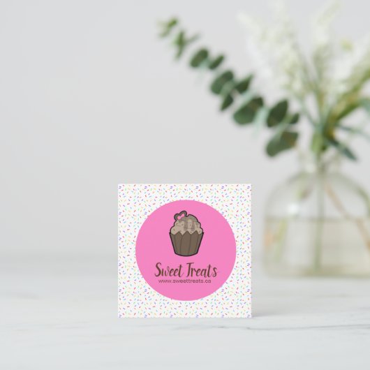 かわいいお洒落カップケーキベーカリー名刺 スクエア名刺 (スタンド正面)