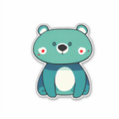 かわいいお洒落クマの漫画のステッカー シール (正面)