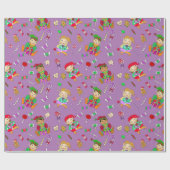 かわいいお洒落クリスマス小人とキャンディー ラッピングペーパー (フラット)