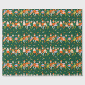 かわいいお洒落グリーンクリスマスサンタ小妖精や小人 ラッピングペーパー (フラット)