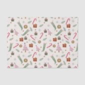 かわいいお洒落グリーンピンク居心地の良い冬のクリスマス 薄葉紙 (正面)