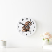 かわいいお洒落コーヒー格言ブラウンホワイトギフト ラウンド壁時計 (ホーム)