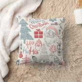 かわいいお洒落サンタクリスマスツリーパターンピンク クッション (ブランケット)