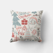 かわいいお洒落サンタクリスマスツリーパターンピンク クッション (裏面)