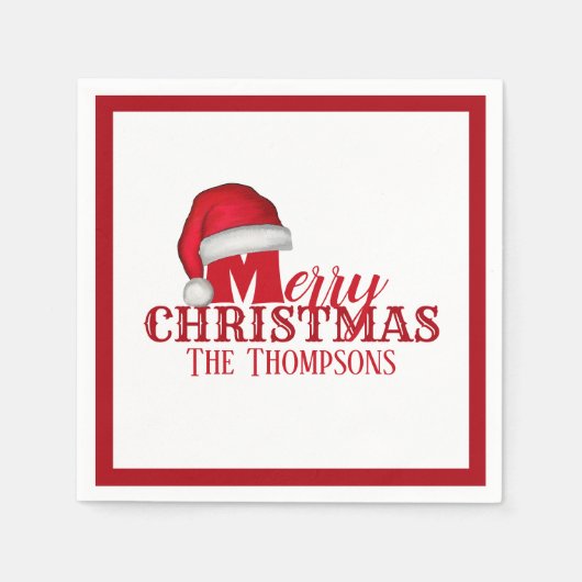 かわいいお洒落サンタクロースホリデークリスマス スタンダードカクテルナプキン (正面)