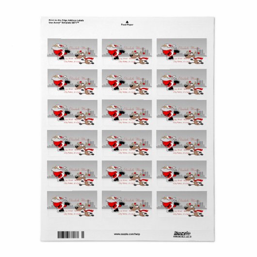 かわいいお洒落サンタクロース、トナカイのクリスマス ラベル (フルシート)