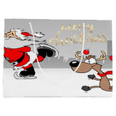 かわいいお洒落サンタクロース、トナカイ ラージペーパーバッグ (裏面)