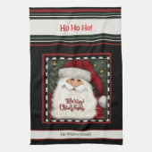 かわいいお洒落サンタパーソナライズされたクリスマス キッチンタオル (縦)
