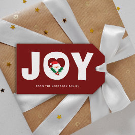 かわいいお洒落サンタ&ホリーベリークリスマスジョイ ギフトタグ