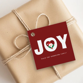 かわいいお洒落サンタ&ホリーベリークリスマスジョイ フェイバータグ