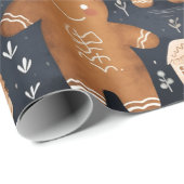 かわいいお洒落ジンジャーブレッドマンクリスマス ラッピングペーパー (ロールコーナー)