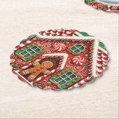 かわいいお洒落ジンジャーブレッドマン&ハウス ペーパーコースター (アングル)