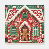 かわいいお洒落ジンジャーブレッドマン&ハウス マグネット (正面)