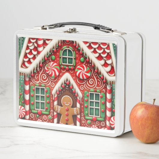 かわいいお洒落ジンジャーブレッドマン&ハウス メタルランチボックス (インサイチュ)