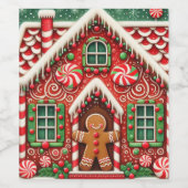 かわいいお洒落ジンジャーブレッドマン&ハウス ワインラベル (シングルラベル)