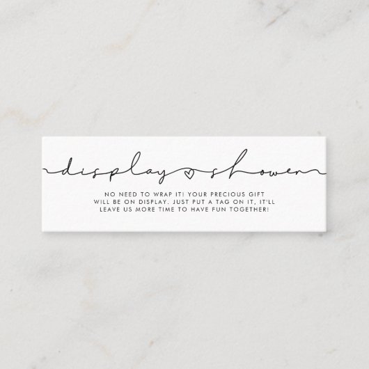 かわいいお洒落スクリプトシャワーカードの挿入を表示 スキニー名刺 (正面)