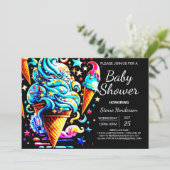 かわいいお洒落スクープのアイスクリームボーイ赤ちゃんシャワー 招待状 (スタンド正面)