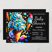 かわいいお洒落スクープのアイスクリームボーイ赤ちゃんシャワー 招待状 (正面/裏面)