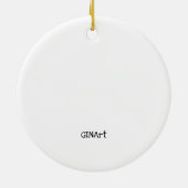 かわいいお洒落スニーキー猫とバーズハウス セラミックオーナメント (裏面)