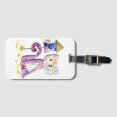 かわいいお洒落スニーキー猫とバーズハウス ラゲッジタグ (正面横)