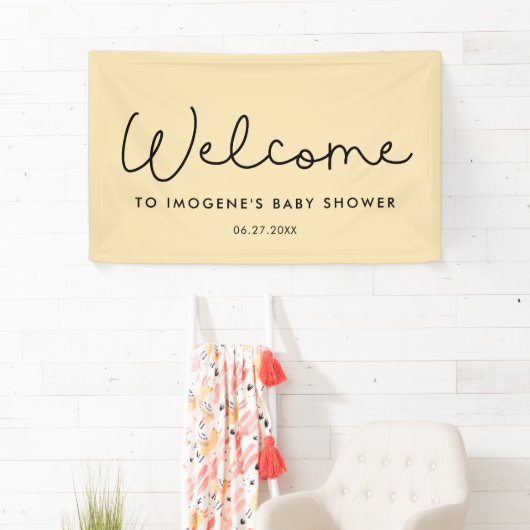 かわいいお洒落タイポグラフィベビーシャワーへようこそ 横断幕 (インサイチュ)