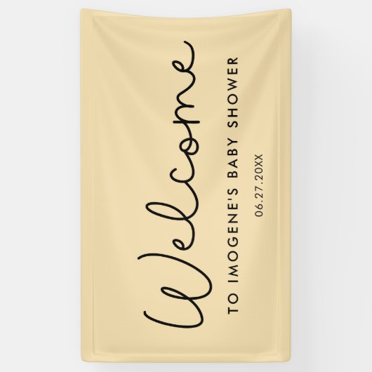 かわいいお洒落タイポグラフィベビーシャワーへようこそ 横断幕 (縦)
