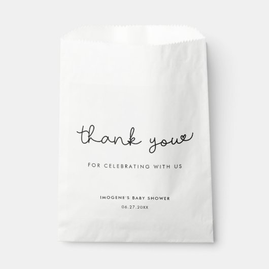 かわいいお洒落タイポグラフィベビーシャワー フェイバーバッグ (正面)