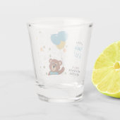 かわいいお洒落テディベアテーマ男の赤ちゃんシャワー ショットグラス (裏面)
