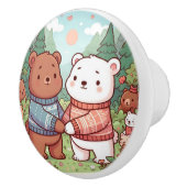 かわいいお洒落テディベアフレンズベビールーム セラミックノブ (右)