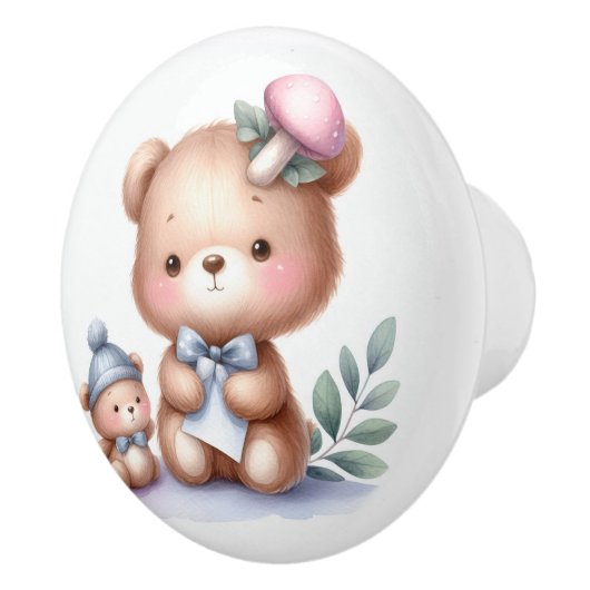 かわいいお洒落テディベアベビールーム セラミックノブ (右)