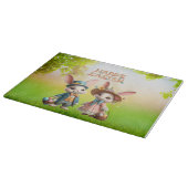 かわいいお洒落ハッピーイースター2羽のウサギ カッティングボード (角)