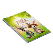 かわいいお洒落ハッピーイースター2羽のウサギ ノートブック (右側)