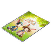 かわいいお洒落ハッピーイースター2羽のウサギ ノートブック (左側)