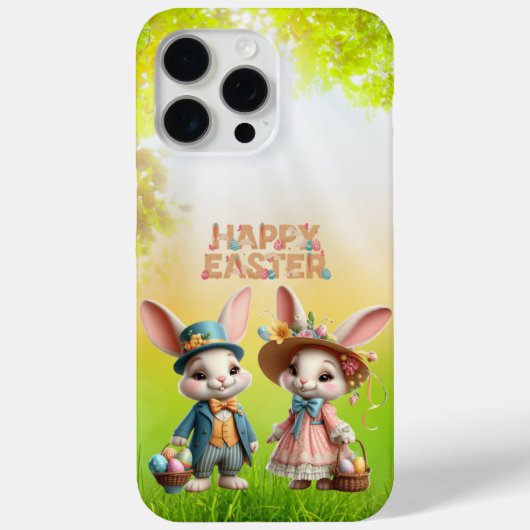 かわいいお洒落ハッピーイースター2羽のウサギ Case-Mate iPhoneケース (裏面)