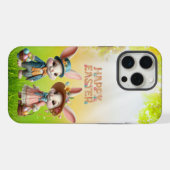 かわいいお洒落ハッピーイースター2羽のウサギ iPhoneケース (裏面横)