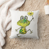 かわいいお洒落ハッピーカエル クッション (ブランケット)